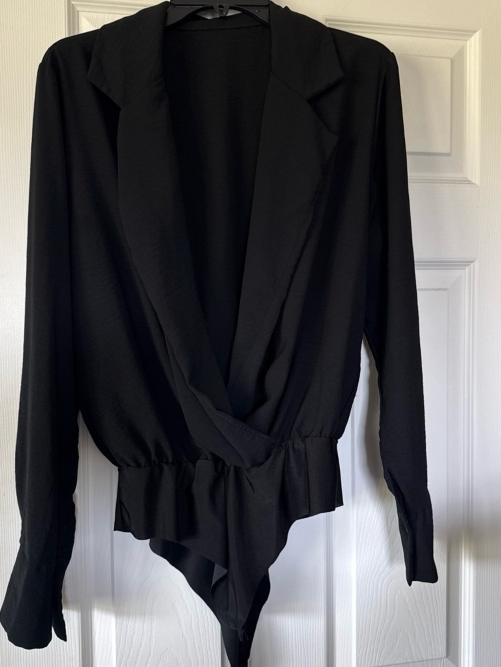 Women's Black Wrap-Front Blouse